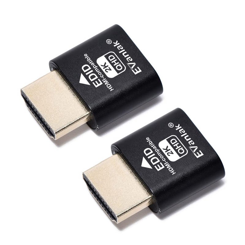 EVanlak HDMI Dummy Plug Headless Ghost Display Emulator Premium Aluminum PCï¼ˆFit Headless-1920x1080 New 3RD@60Hzï¼‰-2Pack - Image 1